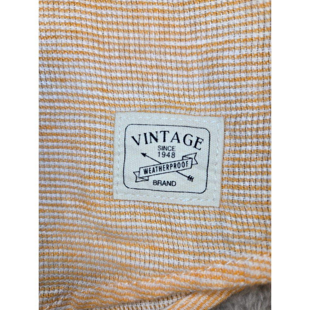 Weatherproof Vintage Mens Orange White Washable Linen Cotton Shirt Large L Short - Picture 9 of 10